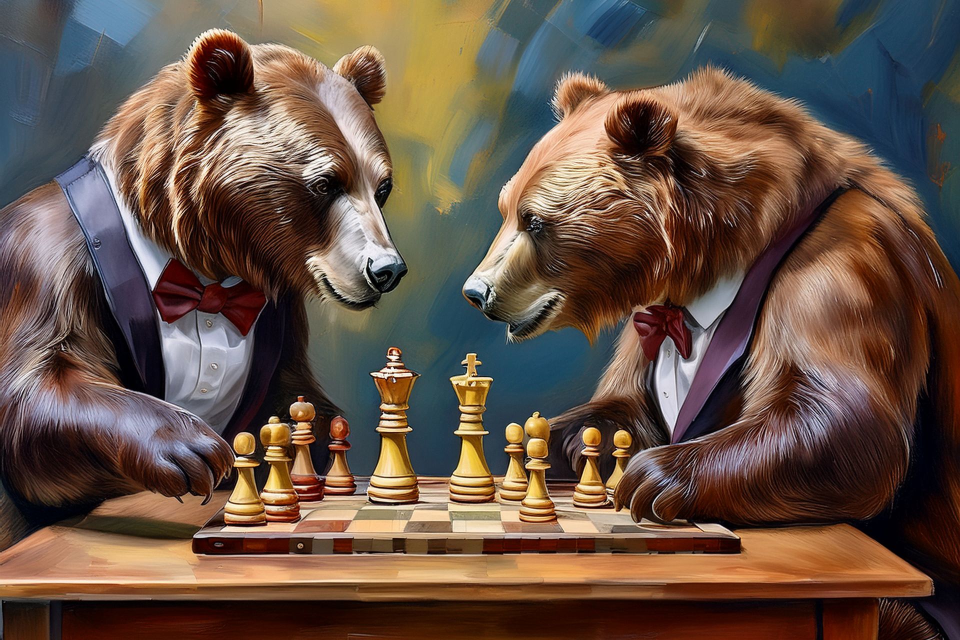 Bears Playing Chess